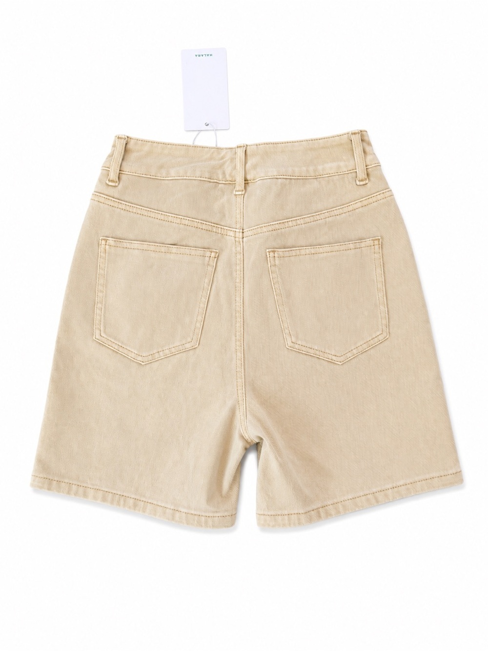 HALARA Women’s High-Rise Jean Shorts in Beige - Picture 4 of 4